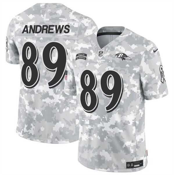 Mens Baltimore Ravens #89 Mark Andrews 2024 F.U.S.E. Arctic Camo Salute to Service Limited Stitched Jersey Dzhi